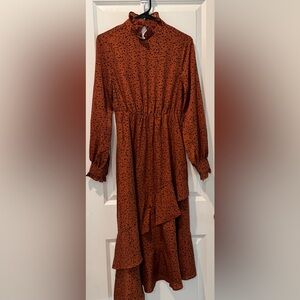 SHEIN Rust Orange Patterned Dress